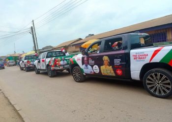 Joana Gyan donates two Toyota Hilux Pick-Ups to support Amenfi Central NDC campaign