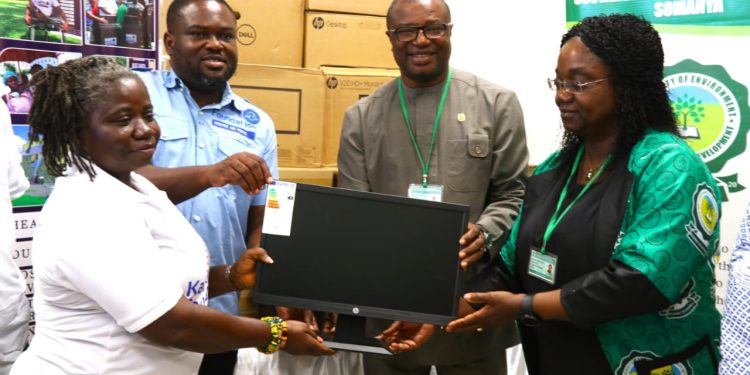 Nana Owiredu Wadie (I) Donates Computers and Accessories to University of Environment and Sustainable Development