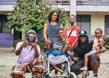 DopeNation surprises physically challenged student at Serwaa Nyarko SHS with electronic wheelchair