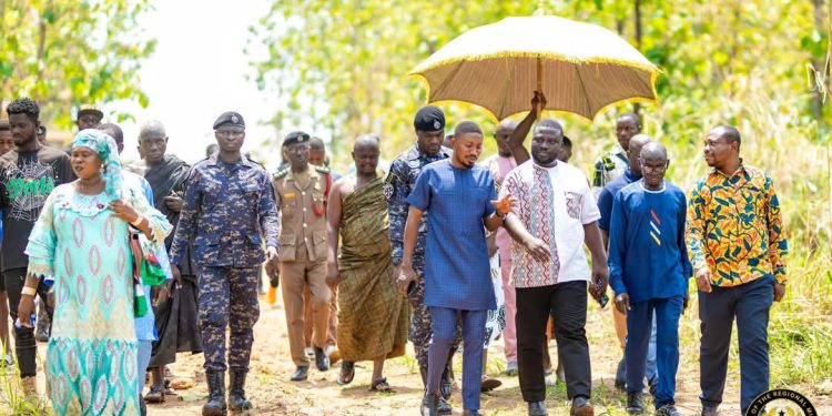 Dr. Frank Amoakohene assesses development Projects in Drobonso