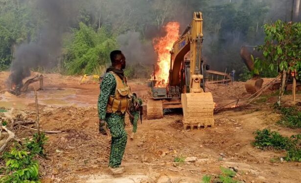 Small-Scale Miners condemn Forestry Commission’s burning of excavators, demand Probe