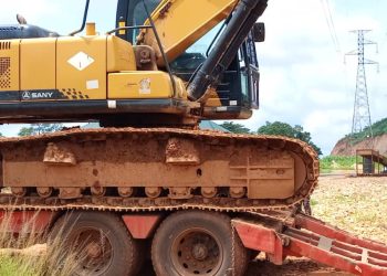 National Security Impounds Excavator, Lowbed and Tipper Truck in Anti-Galamsey Operation at Ankaase
