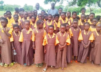 School children in Yendi beaming in new uniforms but still dreaming of classrooms