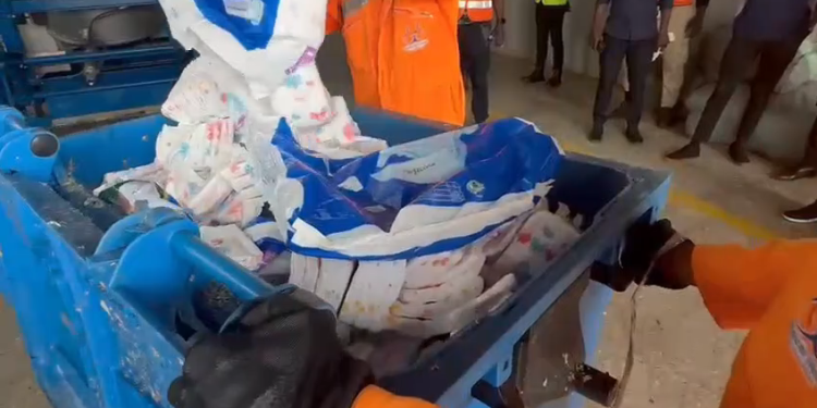 Video: National security seizes and destroys counterfeit diapers in Ashanti region
