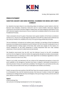 Team Ken statement calling for sanctions against Wontumi and Abronye