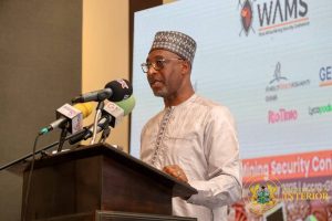 Minister for Interior Alhaji Muntaka Mohammed Mubarak speaking at the West Africa Mining and Security (WAMS) Conference organized by the Australian High Commission at the Kempinski Hotel in Accra