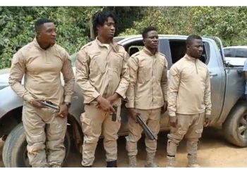 NAIMOS  dismantle illegal mining site along Oda River Forest Reserve, armed national security imposters arrested