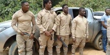 NAIMOS  dismantle illegal mining site along Oda River Forest Reserve, armed national security imposters arrested