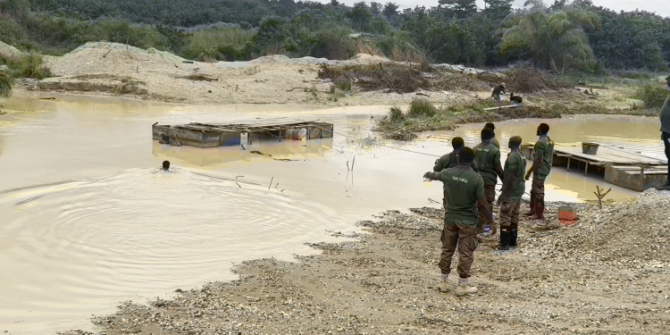 NCSSMAG Anti-Galamsey Taskforce storms Mankranso, destroys illegal mining equipment