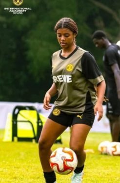 This is Inaya Ayew, Dede’s daughter who is sharpening her skills at Borussia Dortmund Academy, which is set to open in Ghana in February 2026
