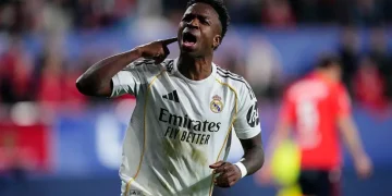 Vinicius Jr scores again but Real Madrid fall to Osasuna, handing Barcelona title edge