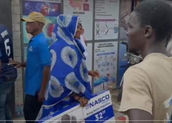 Baba Jamal shares TVs, eggs at Ayawaso East NDC primary
