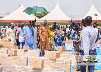 Muntaka distributes desks, startup equipment to support education and youth skills in Asawase