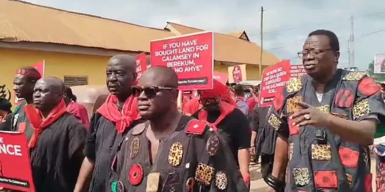 Berekum residents protest against rising illegal mining in Amomaso