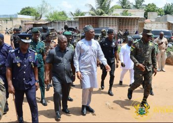 Interior Minister tours Aflao border post, pilar 7 walkway to assess security operations