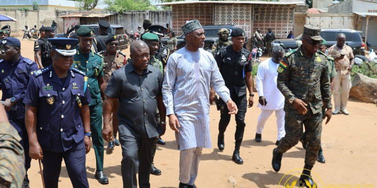 Interior Minister tours Aflao border post, pilar 7 walkway to assess security operations
