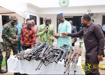 Interior Minister hands over seized illegal Firearms from Anti-Galamsey operations for destruction