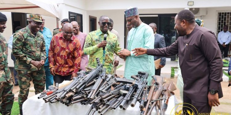 Interior Minister hands over seized illegal Firearms from Anti-Galamsey operations for destruction
