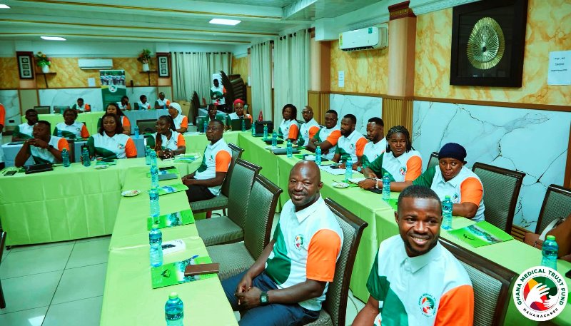 One year of Mahama Cares: How Ghana Medical Trust Fund is rewriting the fight against high-cost diseases 42 A section of staff at the meeting