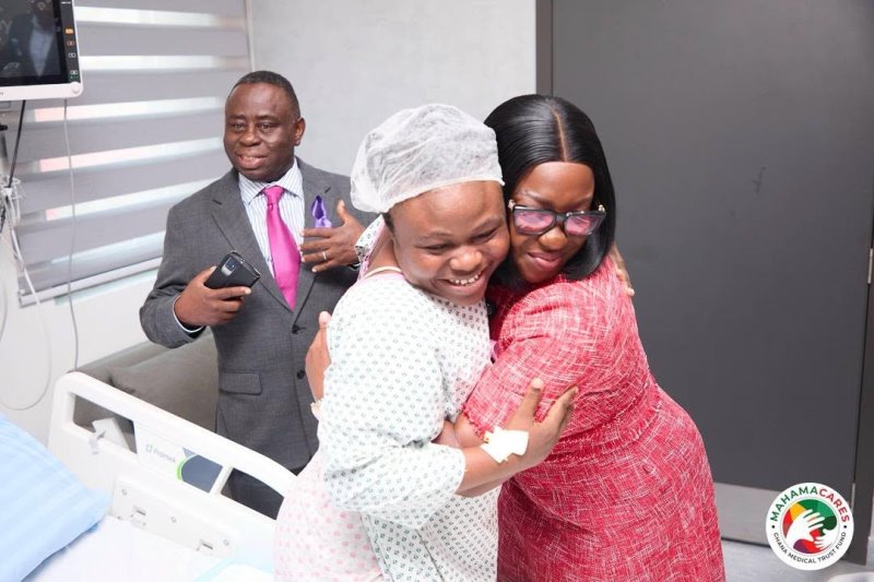 One year of Mahama Cares: How Ghana Medical Trust Fund is rewriting the fight against high-cost diseases 43 Administrator of GMTF with a patient