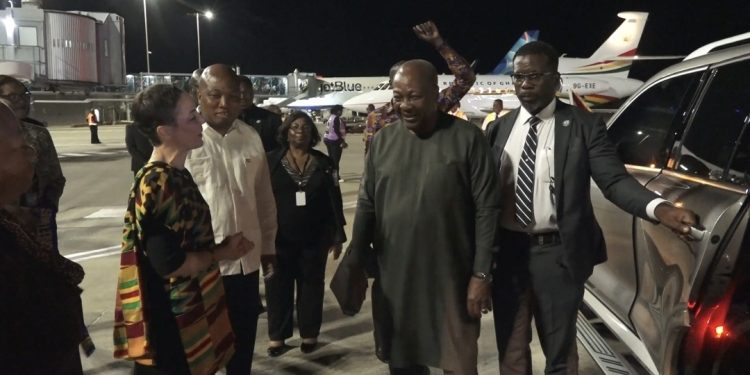 President Mahama arrives in Jamaica for historic state visit to deepen Ghana-Caribbean relations