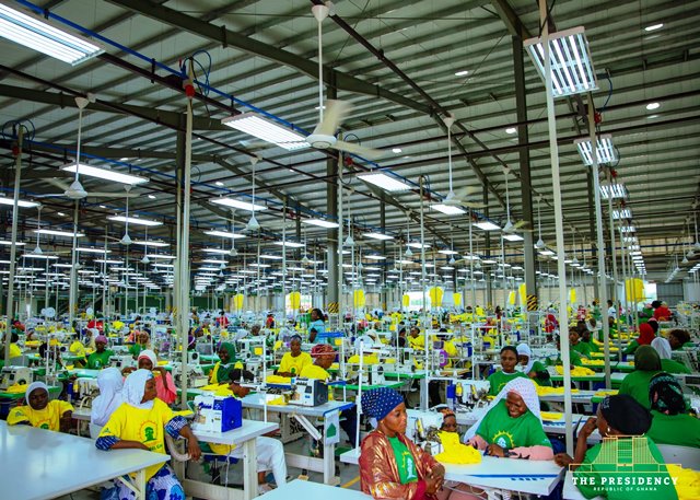 a section of factory workers