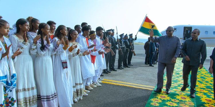 President Mahama arrives in Ethiopia; joins Prime Minister to inaugurate historic Megech Irrigation Project.
